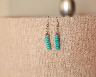 Southwest Turquoise and Coral Earrings