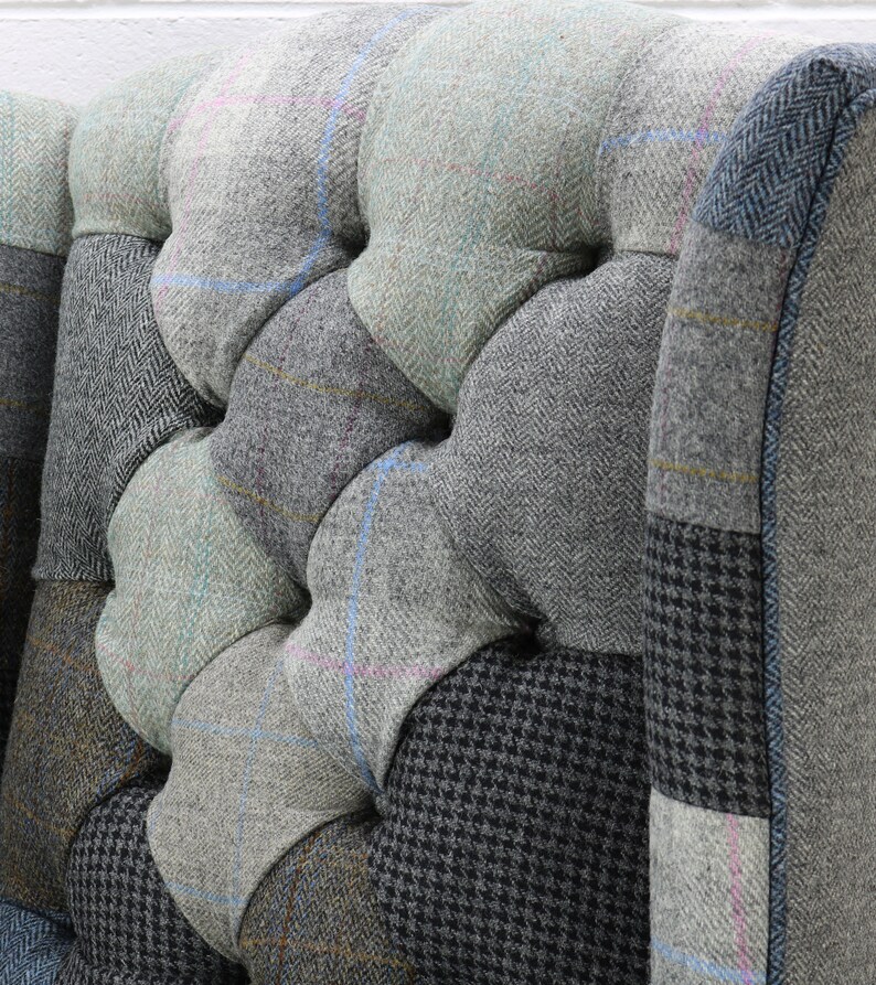 Grey Patchwork Harris Tweed Armchair Etsy
