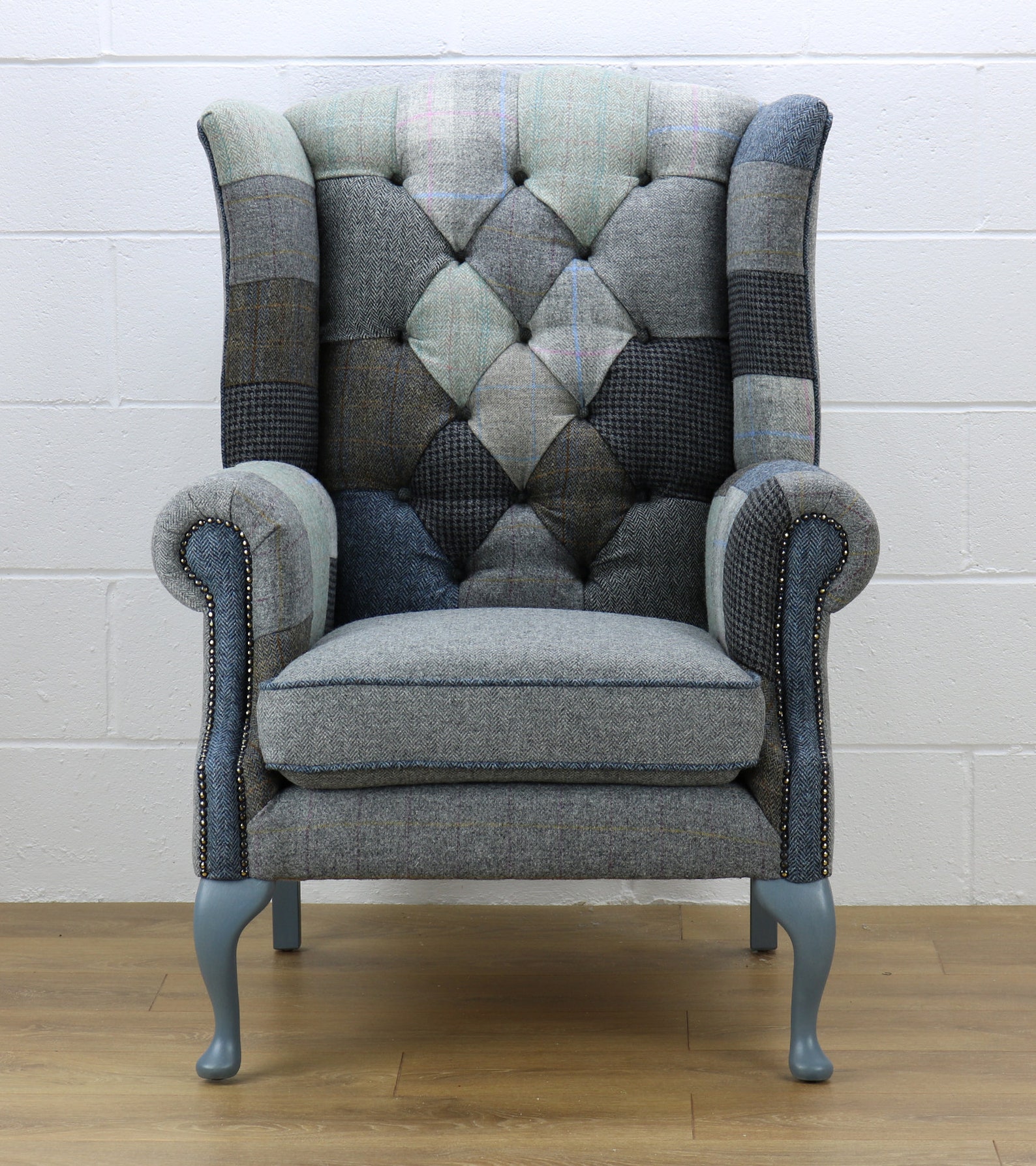 Grey Patchwork Harris Tweed Armchair - Etsy
