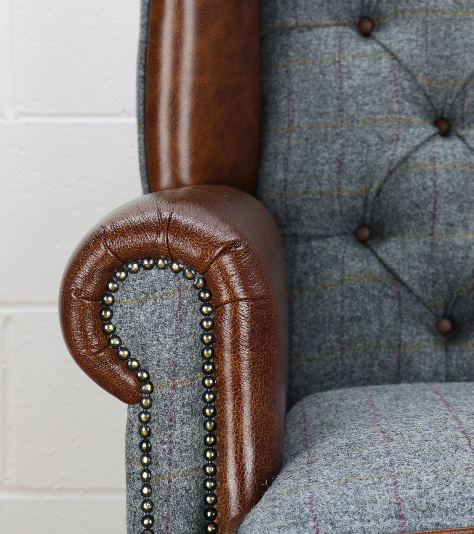 Harris Tweed Chair HG02 Medium Brown Leather - Etsy