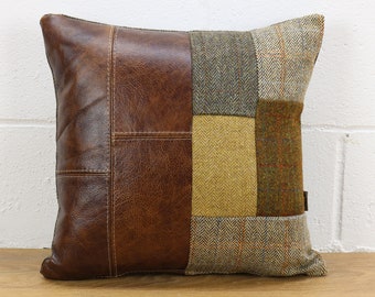 Cuscino patchwork Harris Tweed