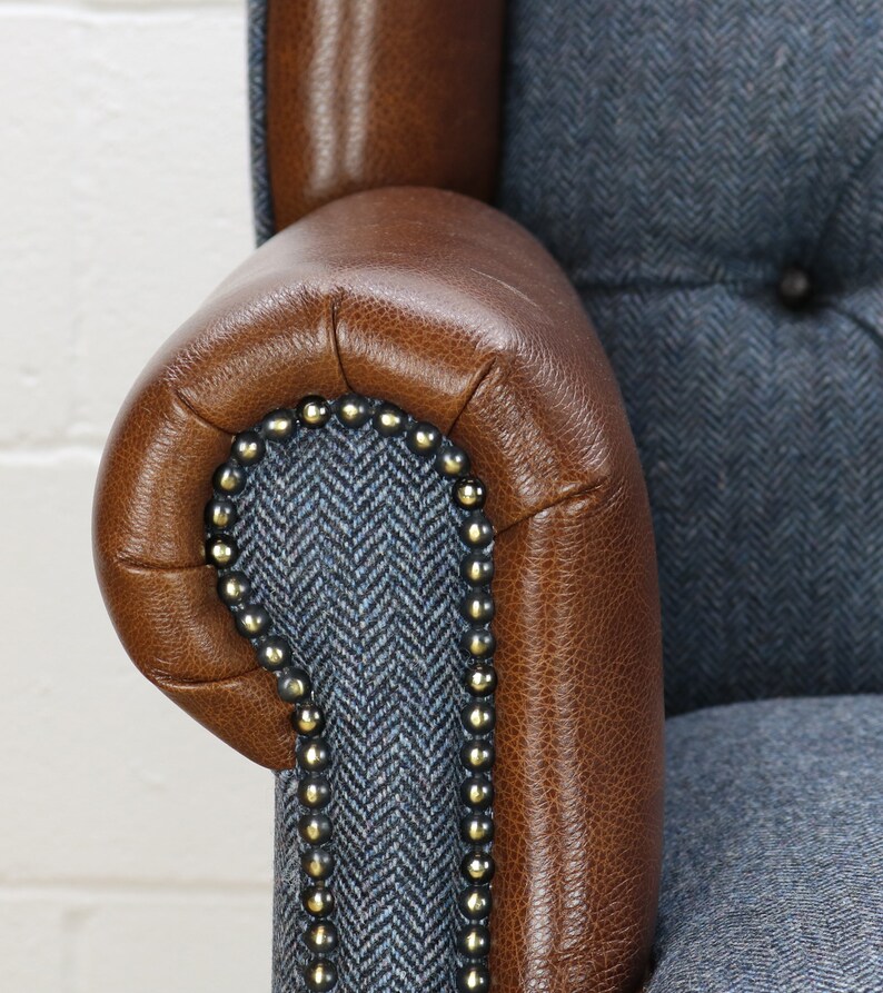 Harris Tweed Chair HS03 Medium Brown Leather - Etsy