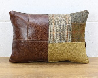 Harris Tweed patchwork cushion