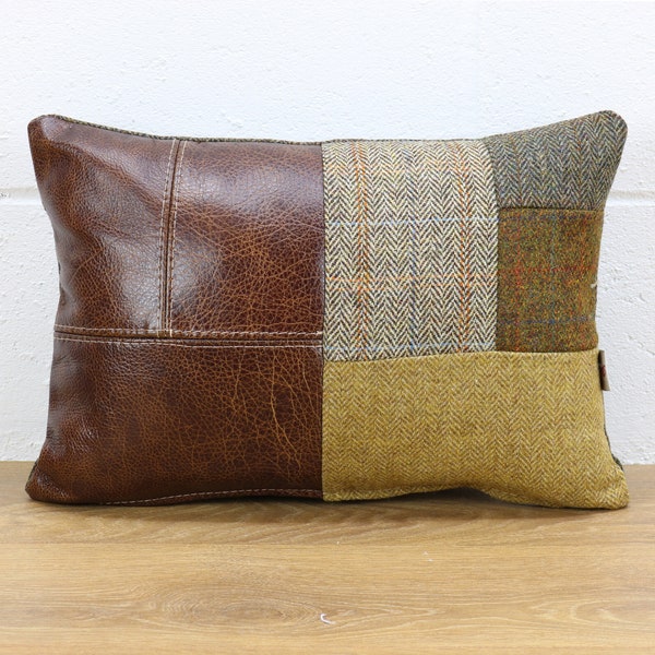 Harris Tweed patchwork cushion 45 x 30