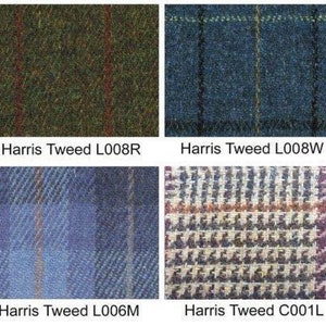 Harris Tweed patchwork chair C001YM medium brown leather red, blue image 7