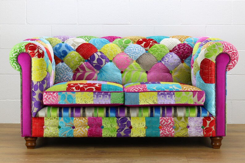 Patchwork Chesterfield 2 Seater Sofa Designers Guild Fabric Etsy