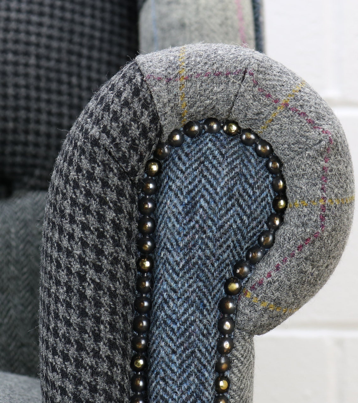 Grey Patchwork Harris Tweed Armchair - Etsy