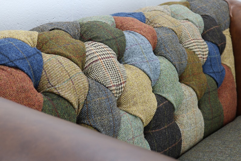 Harris Tweed Chesterfield Patchwork Sofa C001YM Medium Brown Etsy UK