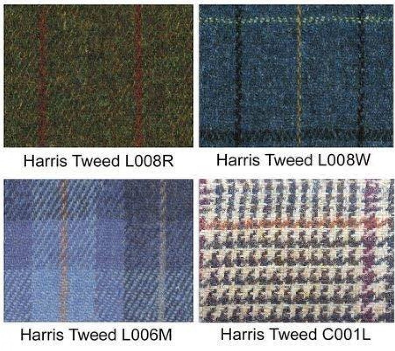 Harris Tweed patchwork chair C001YM dark brown leather red, blue image 7