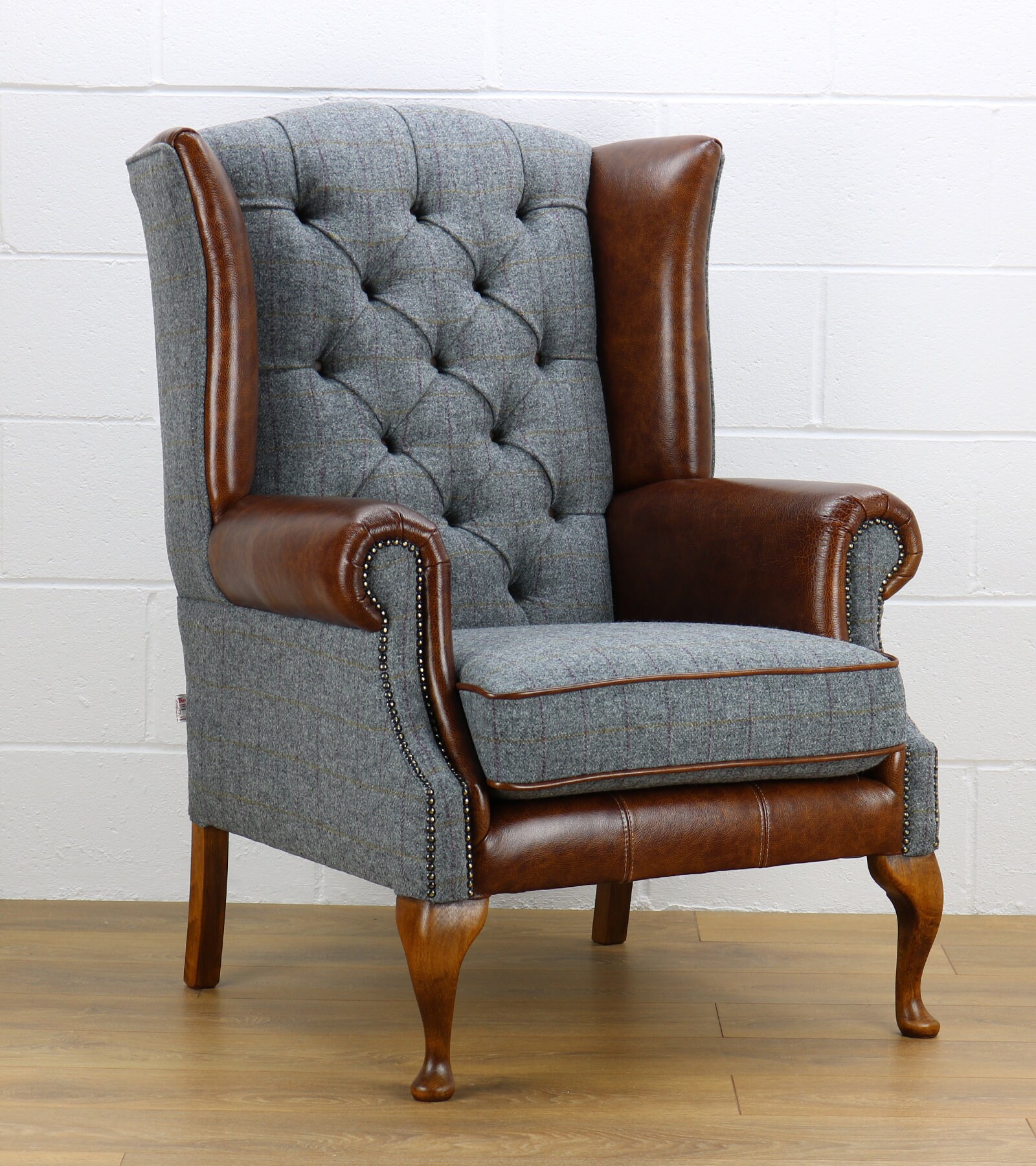 Harris Tweed Chair HG02 Medium Brown Leather - Etsy