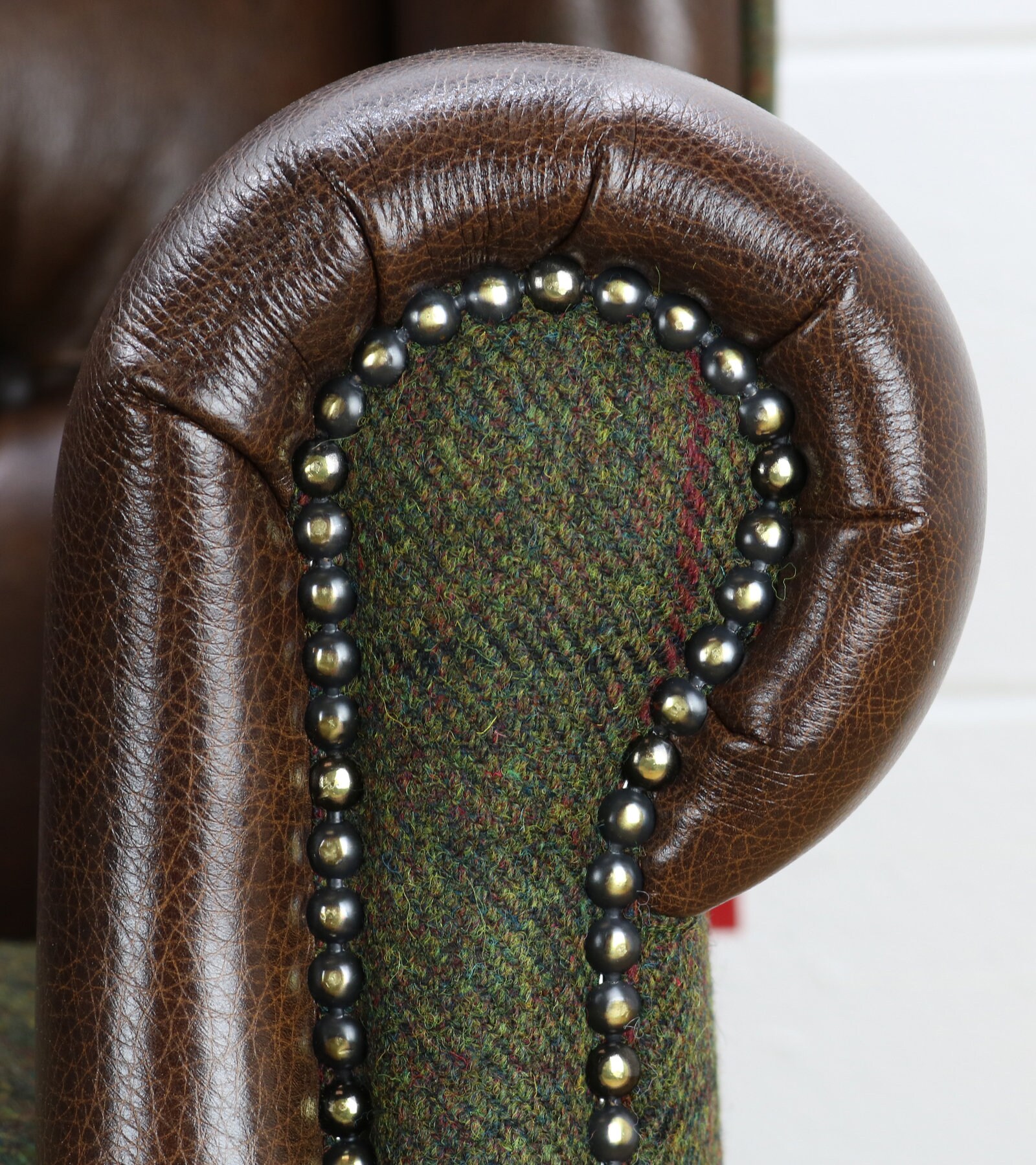 Harris Tweed Chair L008R Dark Brown Leather - Etsy UK