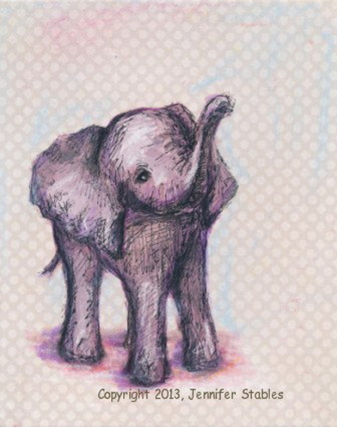 Elephant Art, Children's Wall Art, Nursery Art Sweet Baby Elephant