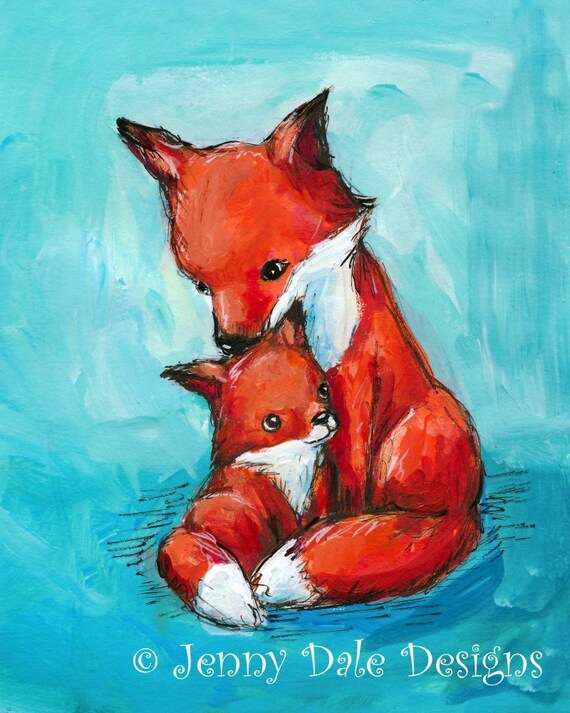 Nursery Room Decor Fox Art Print Wildlife Art Print Animal Illustration Fox Painting Watercolor Print Fox Room Decor