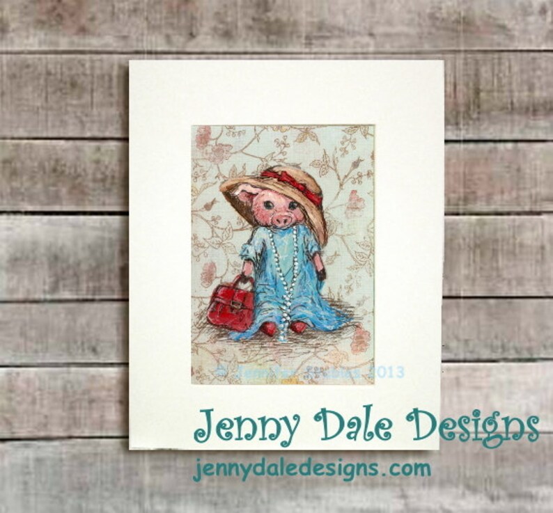 Cute Pig Art Nursery art Art for Girls: Little girl pig image 0