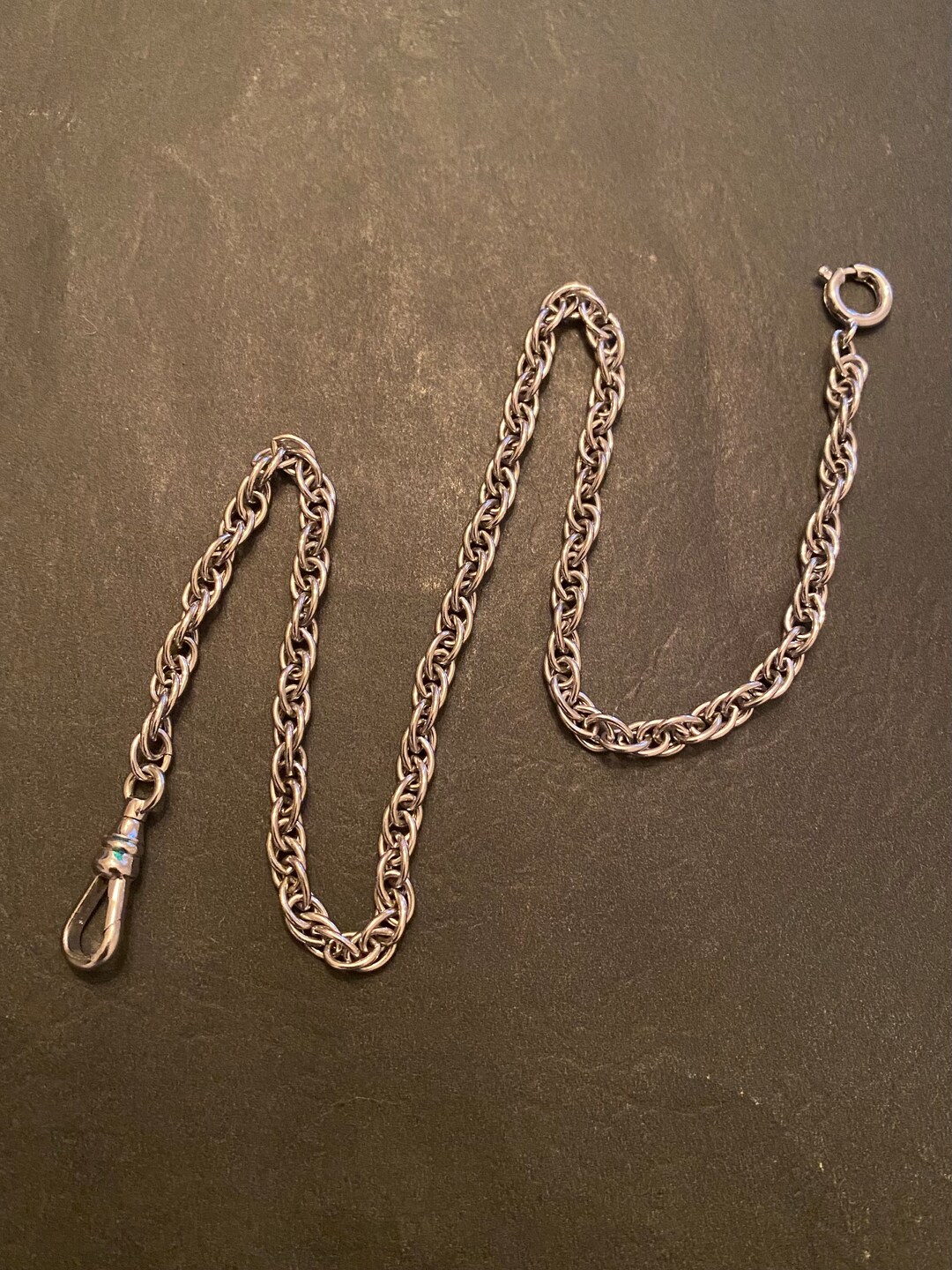Vintage Sterling Rope Watch Chain With Dog Clip - Etsy