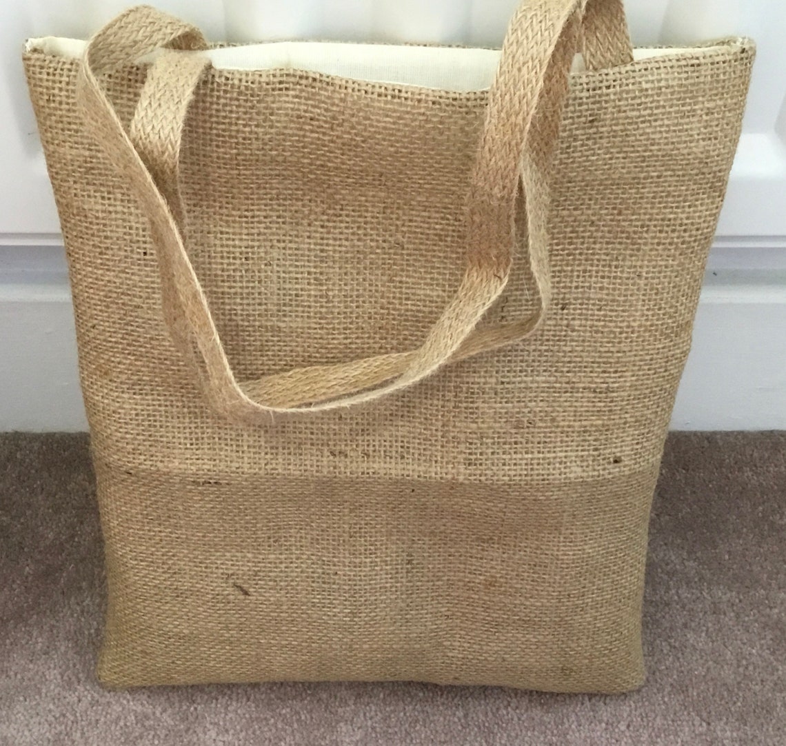 Small Natural plain hessian jute tote bag Etsy