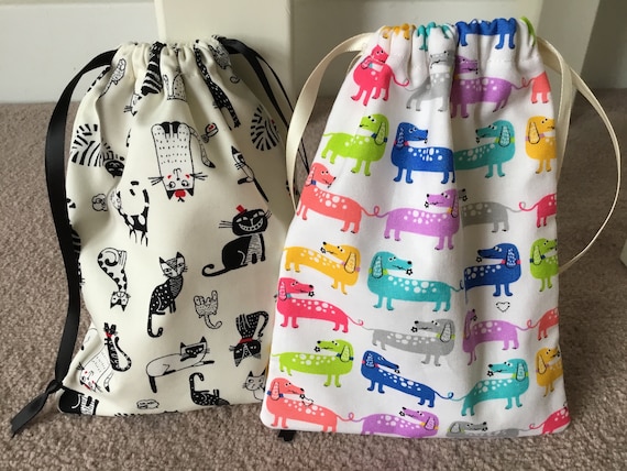 Cotton fabric dog cat drawstring bag