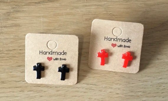 Cross resin stud earrings