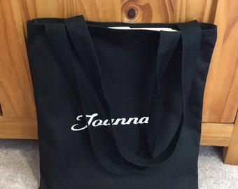 Black canvas customised tote bag