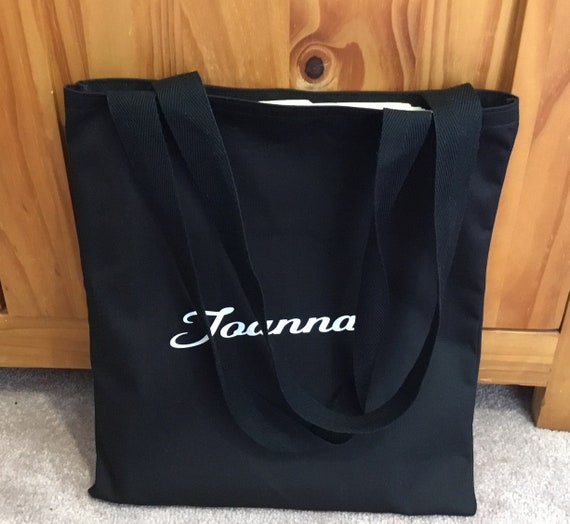 Black canvas customised tote bag
