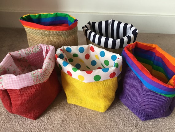 Hessian storage baskets