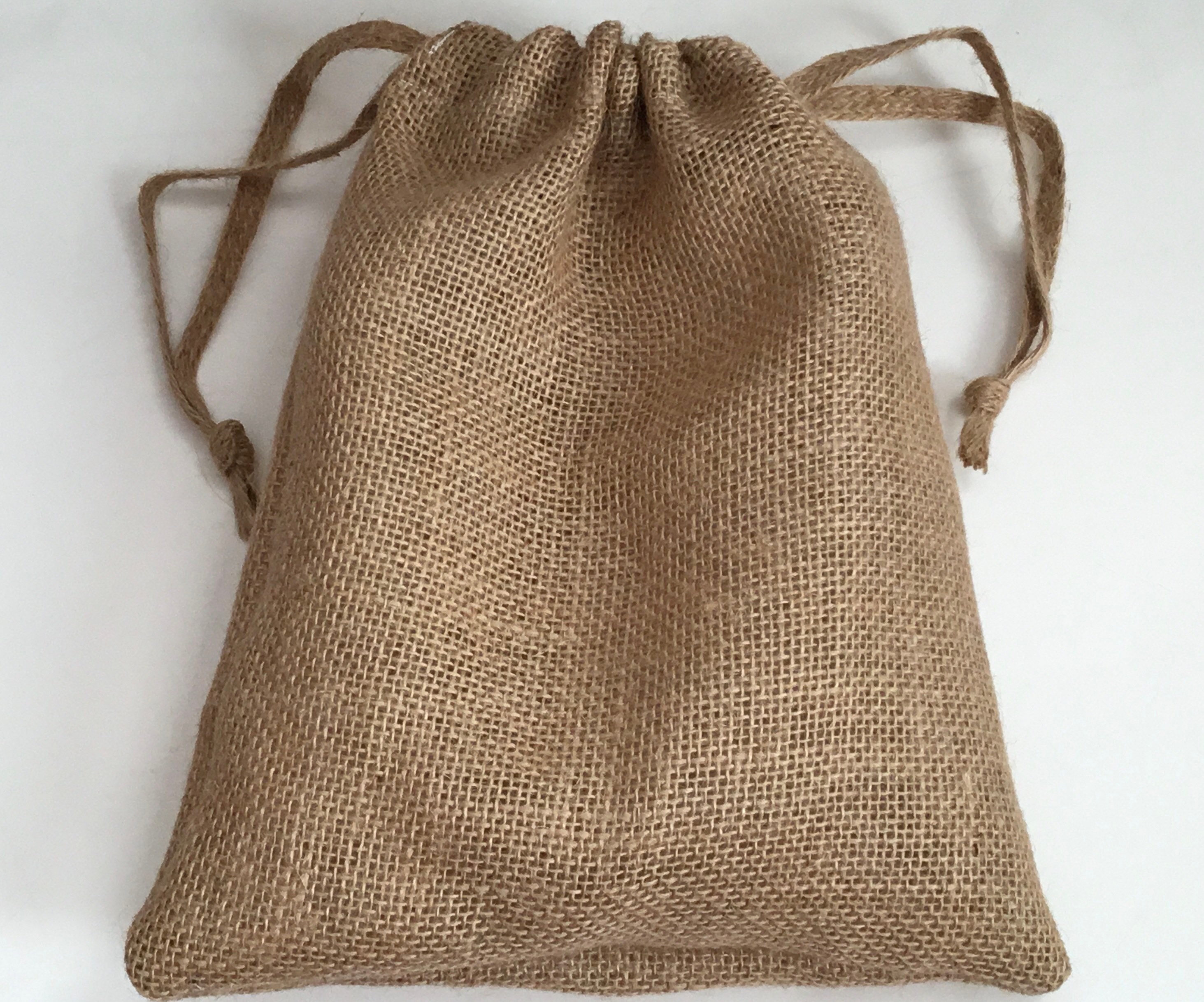 Small plain hessian jute drawstring pouch bag Etsy