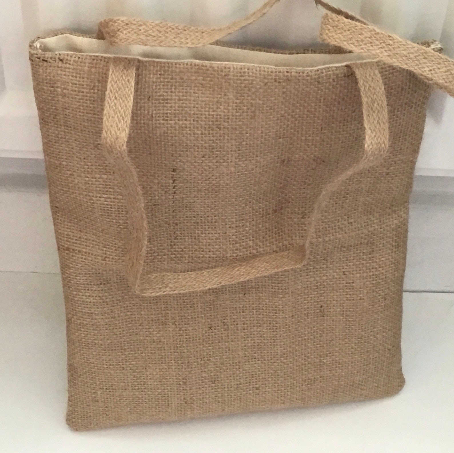 Small Natural plain hessian jute tote bag Etsy