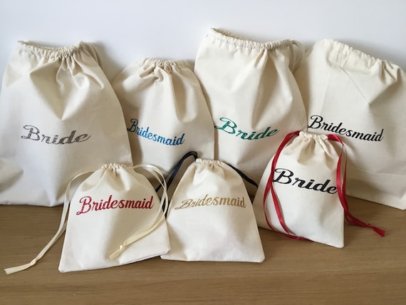 Personalised canvas wedding bags