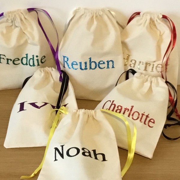 Bolsa con cordón de lona con nombre personalizado