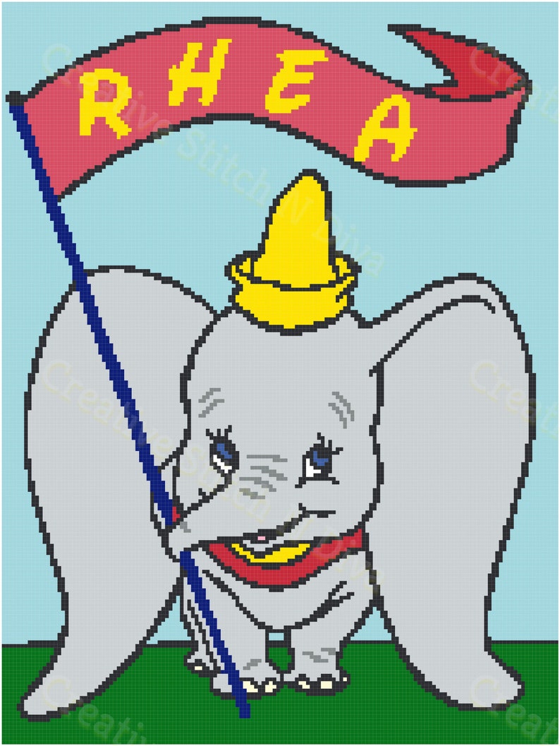 Dumbo holding a Flag