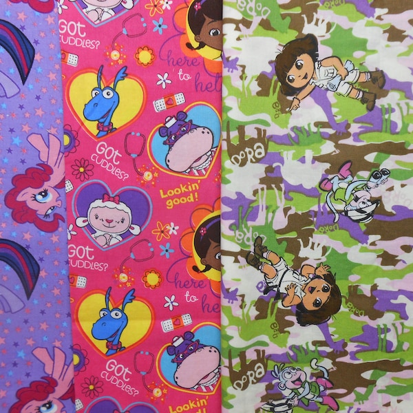 My Little Pony, Doc McStuffins and Dora fabric by the yard