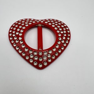 Buckle,Vintage ladies dress belt buckle.  Red plastic  buckle. Large red heart buckle
