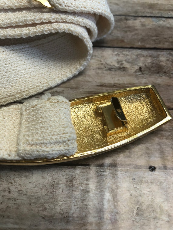 Vintage St. John Ladies Belt Buckle With Knitted Belt.cream  display picture 2