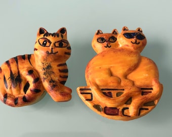 Copri bottoni gatti vintage set di due