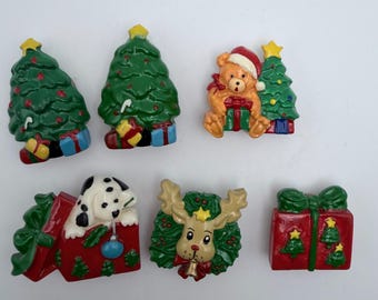 Copri bottoni, vintage, copri bottoni a tema natalizio, set da sei