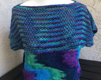 Handmade/ multicolor /knitted/ womens blouse/west/short sleeve/ med-size/ready to ship