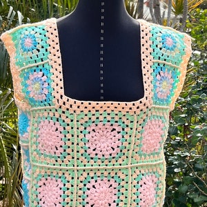 Multicolor granny square vest, , gift, crochet west, girls- women granny square west, women accessories , jackets