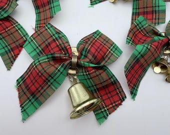Copri bottoni fiocco campanella di Natale, vintage, campanella per le feste, set da 6