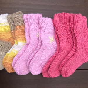 Knitted  socks for toddlers,pink or bright pink color , baby wool, ready to ship