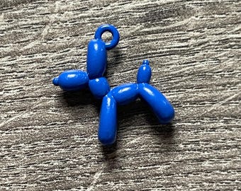 1- 3D Balloon Animal Dog Shaped Dark Blue Metal Charm