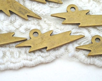 6-Lightning Bolt Charms Vintage Gold 1 Inch Bolt of Lightning Weather Pendant Diy Jewelry Supplies INV0477