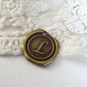 1- Wax Seal L Charms Capital Letter Round Initial Bronze Stamped Monogram Disc Lead Free Alphabet Charms Diy Jewelry Supplies Inv0314