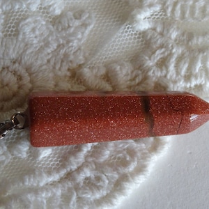 1- Copper Goldstone Gemstone Pendant Pointed Stone Healing Pendant Hexagonal Stone Bullet Point Pendant Charms Diy Jewelry Supplies Inv0049