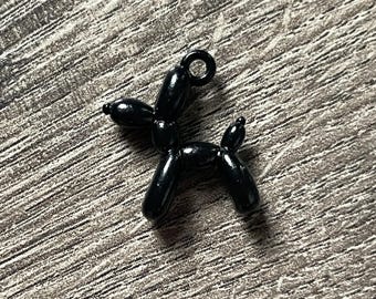 1- 3D Balloon Animal Dog Shaped Black Metal Charm