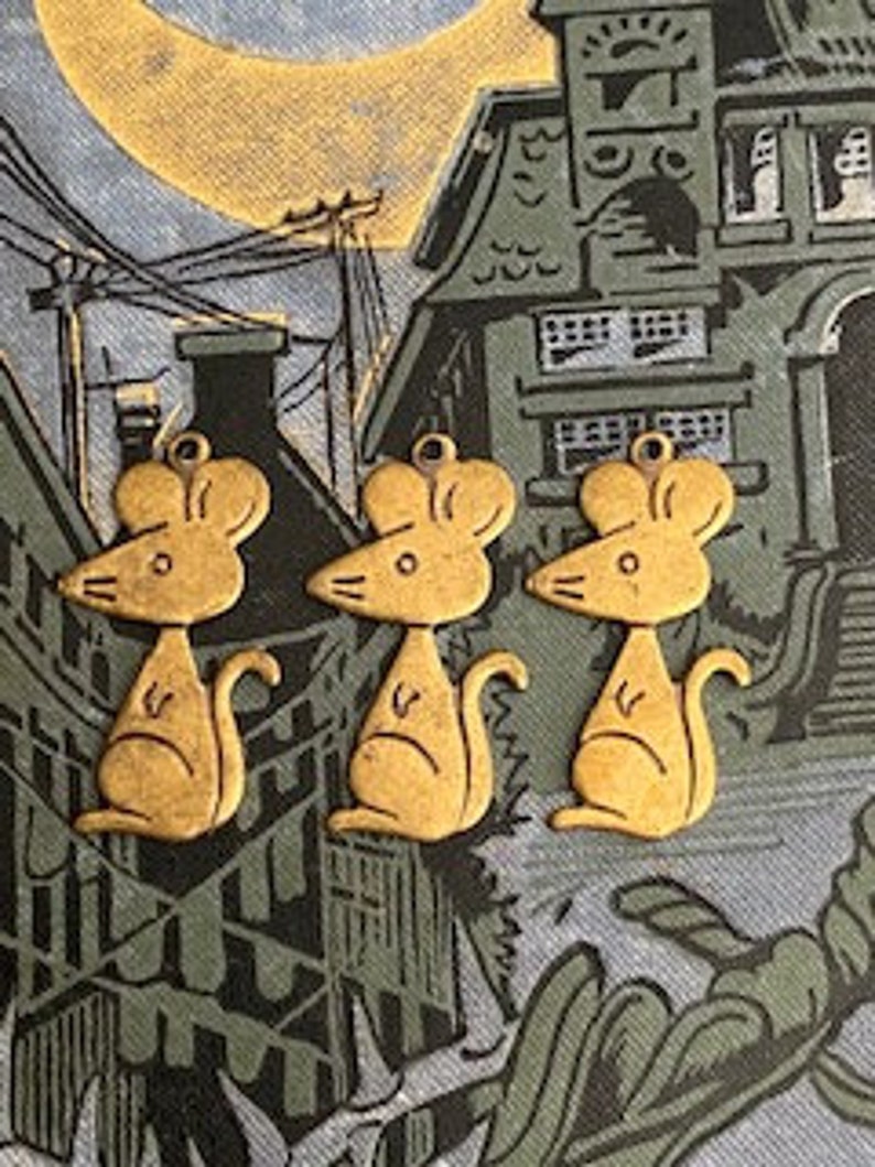 3 Vintage Mice Charms image 1