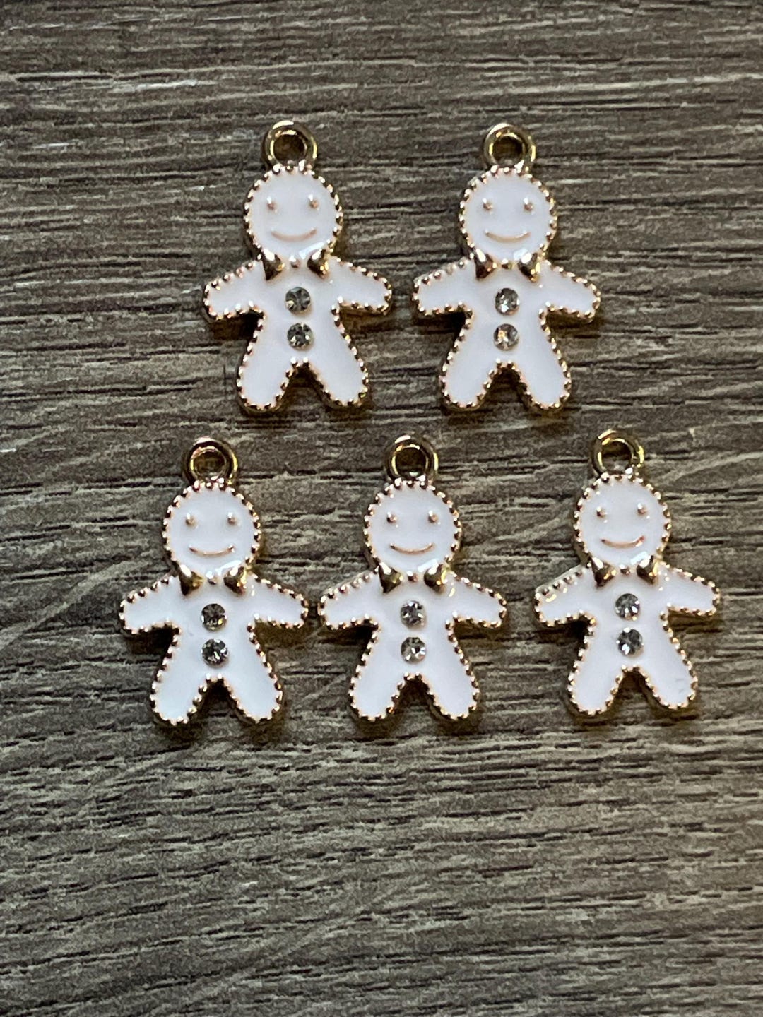 5- White Rhinestone Ginger Bread Man Christmas Cookie Charms - Etsy