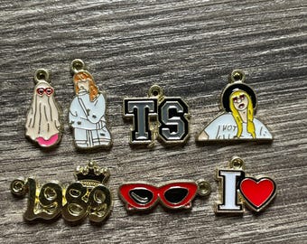 7 - T Swift Charms Musician Taylor Miniature Charm Bracelet Enamel Charm