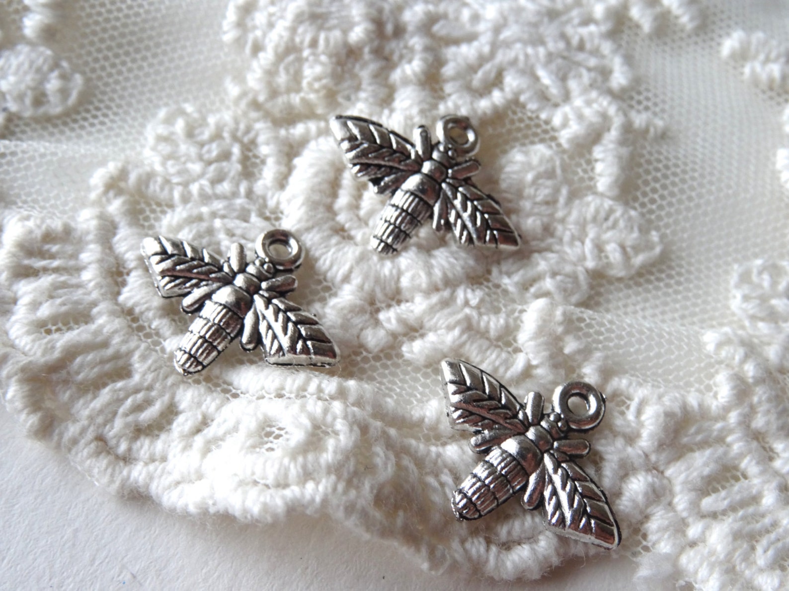 6 Silver Wasp Charms Winged Flying Insect Miniature Bug 1 - Etsy