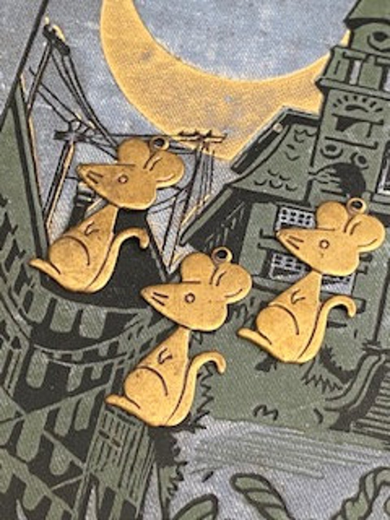 3 Vintage Mice Charms image 3