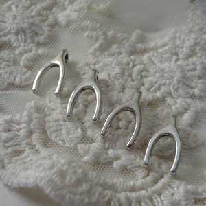 10- Silver Wish Bone Charm Lucky Charm Wishbone Small Superstitious Lucky Symbol Charm Diy Supplies Inv0264